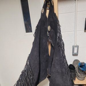 Ladies black suede riding chaps